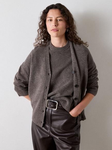 Whistles Wool V-Neck Cardigan, Neutral, Neutral