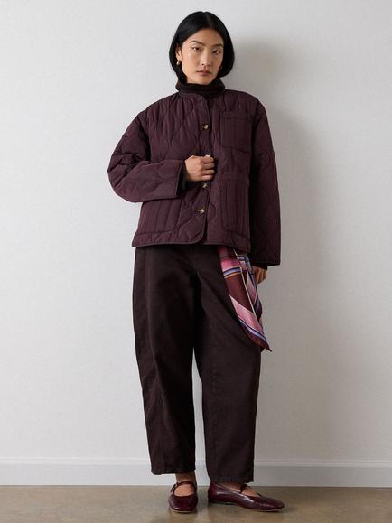 Whistles Button Through Onion Quilted Coat, Burgundy, Burgundy