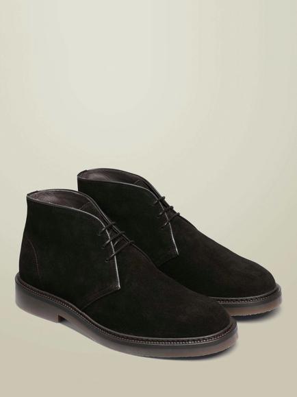 Charles Tyrwhitt Waxed Leather Chukka Boots, Dark Chocolate - view 2, Dark Chocolate