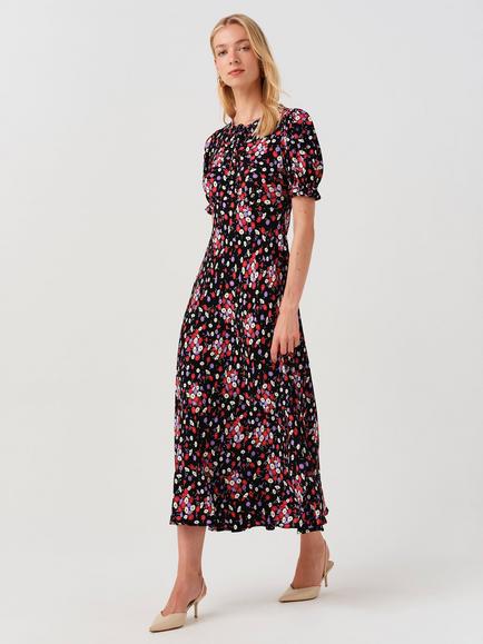 Ghost Clarissa Floral Bias Crepe Dress, Black/Multi - view 2, Black/Multi