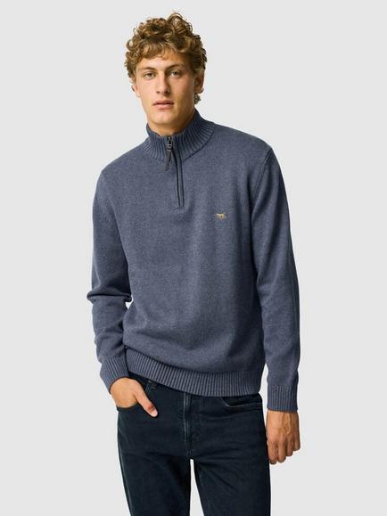 Rodd & Gunn Merrick Bay Knitted Cotton Quarter Zip Neck Jumper, Stonewash