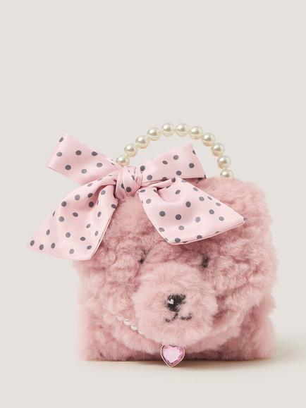 Monsoon Kids' Fluffy Poodle Bow Bag, Pale Pink, Pale Pink