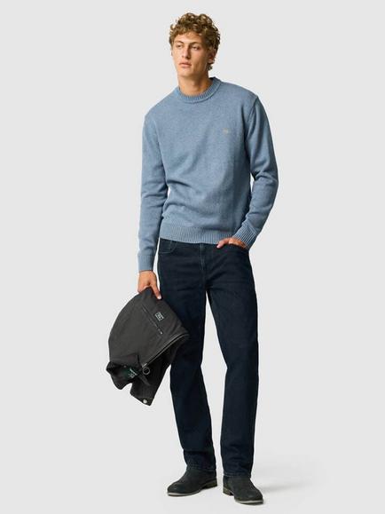 Rodd & Gunn Gunn Cotton Knit Crew Neck Jumper - view 2, Chambray