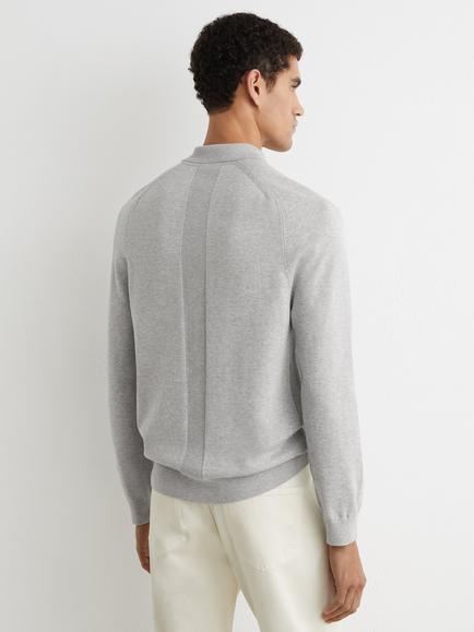 Reiss Clinton Cotton Regular Fit Polo Shirt, Grey Melange - view 2, Grey Melange