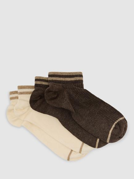 Reiss Cara Trainer Socks, Pack of 2, Brown/White, Brown/White