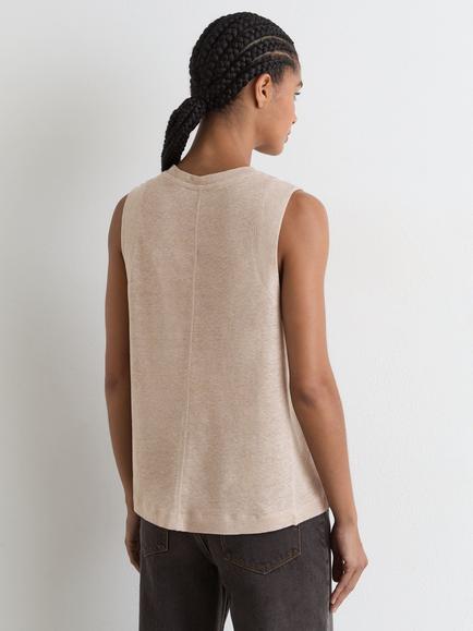 Reiss Amy Linen Tank Top, Stone Neutral - view 2, Stone Neutral