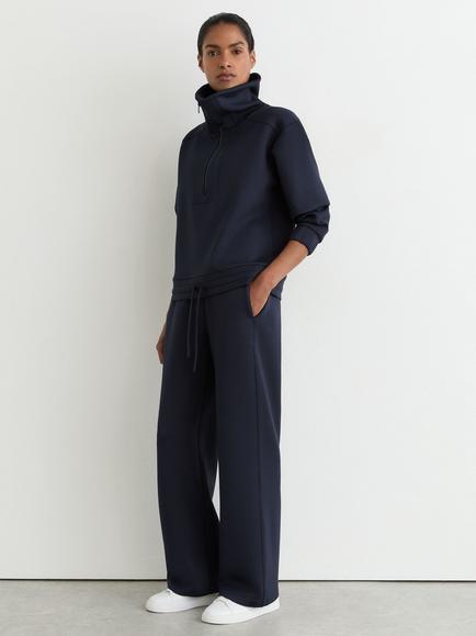 Reiss Laney Premium Interlock Half Zip Sweatshirt, Navy - view 2, Navy