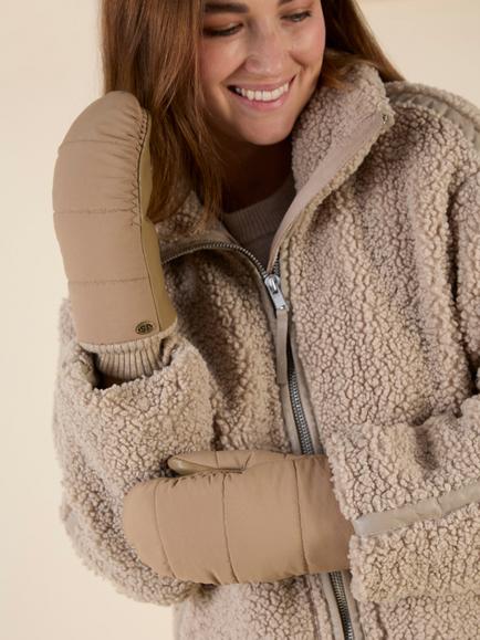 Just Sheepskin Kate Sheepskin Lined Mittens, Taupe - view 2, Taupe