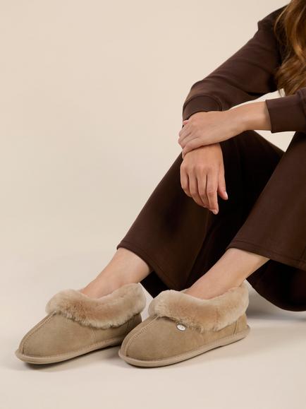 Just Sheepskin Women's Classic Full Back Slippers, Taupe - view 2, Taupe