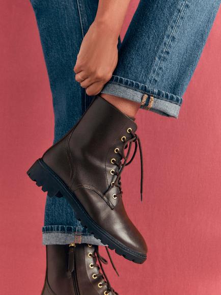 Boden Alex Lace Up Ankle Boots, Chocolate - view 2, Chocolate