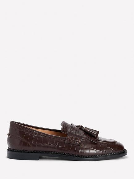 Boden Boden Nya Ghille Leather Loafers, Chocolate, Chocolate