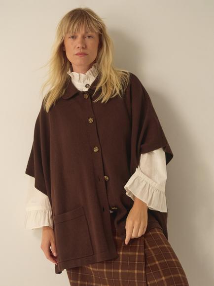 Monsoon Bliss Button-Up Cape, Cognac, Cognac
