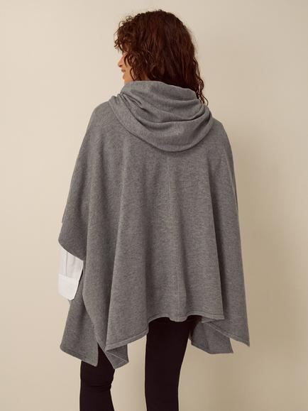 Monsoon Samia Scarf Cape, Charcoal - view 2, Charcoal