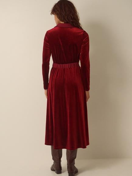 Monsoon Zeyna Zip Velvet Midi Dress, Cinnamon - view 2, Cinnamon