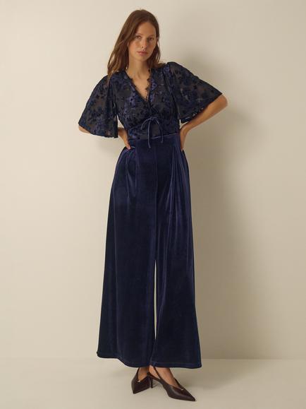 Monsoon Nadine Devore Jumpsuit, Navy, Navy