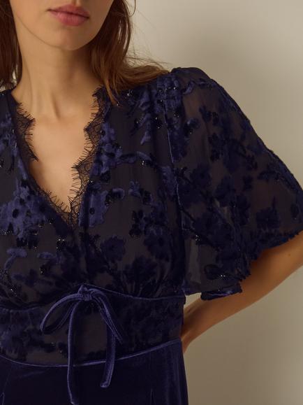 Monsoon Nadine Devore Jumpsuit, Navy - view 2, Navy