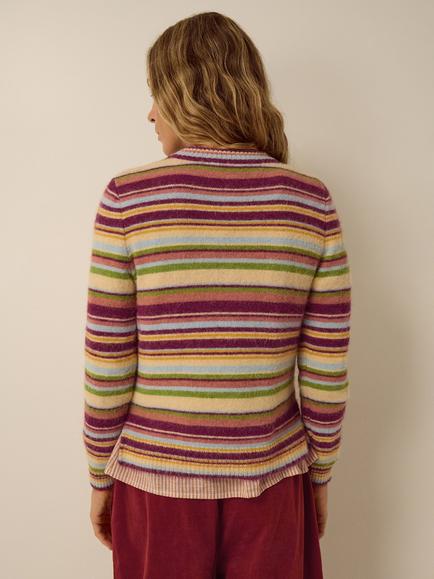 Monsoon Serenity Stripe Jumper, Butter Yellow - view 2, Butter Yellow