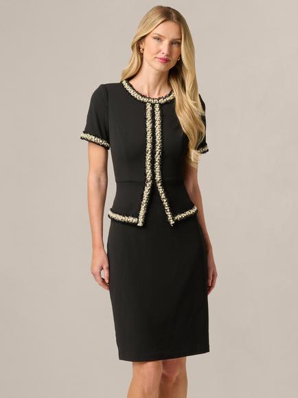 Adrianna Papell Crepe Sheath Dress, Black, Black