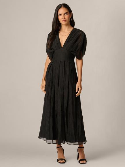 Adrianna Papell Organdy A-Line Dress, Black, Black
