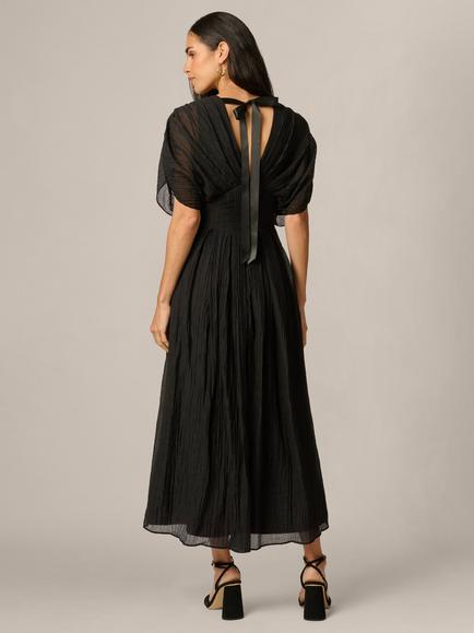 Adrianna Papell Organdy A-Line Dress, Black - view 2, Black