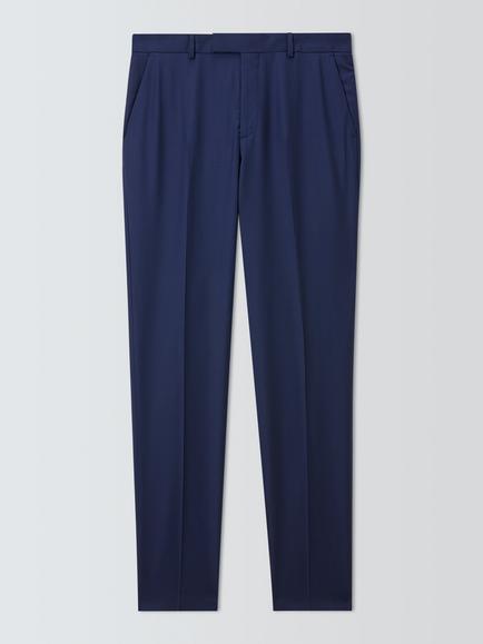 John Lewis Pure Wool Twill Slim Fit Suit Trousers, Blue, Blue