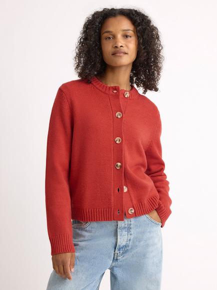 Albaray Crew Neck Recycled Acrylic Blend Cardigan, Orange, Orange