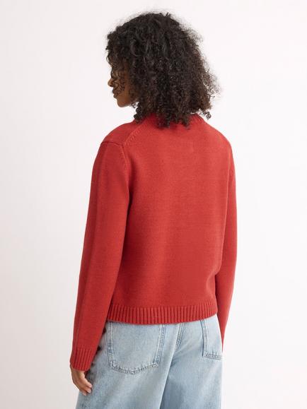 Albaray Crew Neck Recycled Acrylic Blend Cardigan, Orange - view 2, Orange