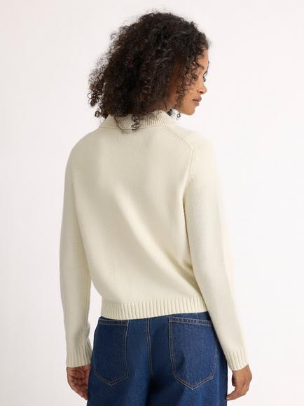 Albaray Pocket Collared Cardigan, Cream - view 2, Cream