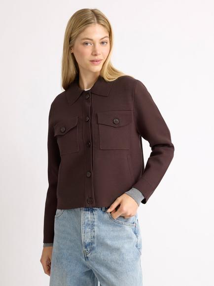 Albaray Pocket Knit Jacket containing LENZING™ ECOVERO™ Viscose, Chocolate, Chocolate