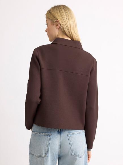 Albaray Pocket Knit Jacket containing LENZING™ ECOVERO™ Viscose, Chocolate - view 2, Chocolate