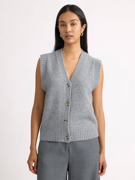 Albaray Cosy Button Knitted Tank, Grey, Grey