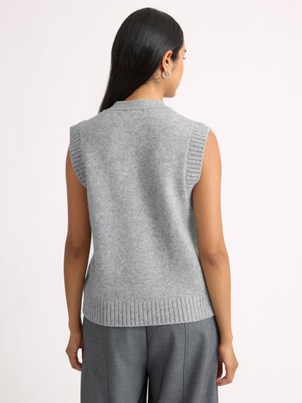Albaray Cosy Button Knitted Tank, Grey - view 2, Grey