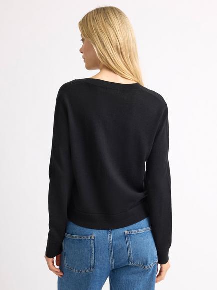 Albaray Merino Wool V-Neck Cardigan - view 2, Black