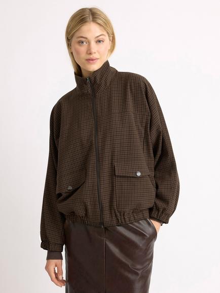 Albaray Gingham Check Bomber, Chocolate, Chocolate