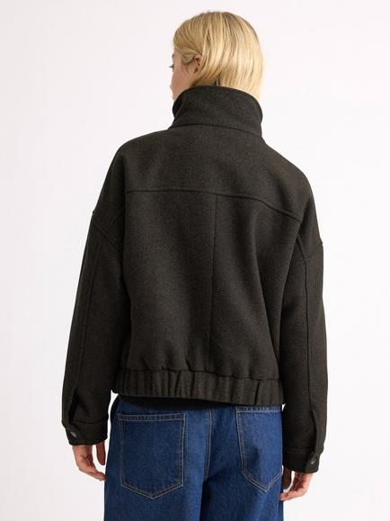 Albaray Herringbone Wool Blend Bomber, Chocolate - view 2, Chocolate