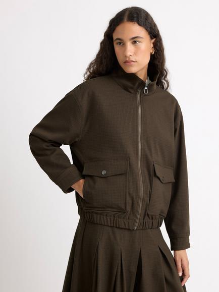 Albaray Mini Checked Bomber, Brown, Brown