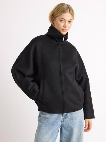 Albaray High Neck Zip Through Jacket, Black, Black