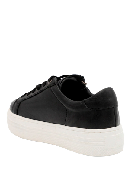 Jones Bootmaker Amaliada Wide Fit Leather Zip Detail Platform Trainers, Black - view 2, Black