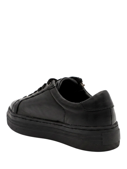 Jones Bootmaker Amaliada Wide Fit Leather Zip Detail Platform Trainers, Black - view 2, Black