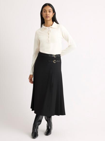 Albaray Tailored A-Line Midi Skirt, Black, Black
