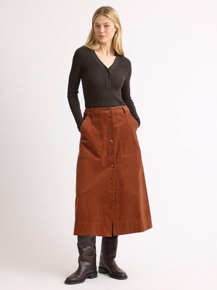 Albaray A-Line Midi Cord Skirt, Tan, Tan