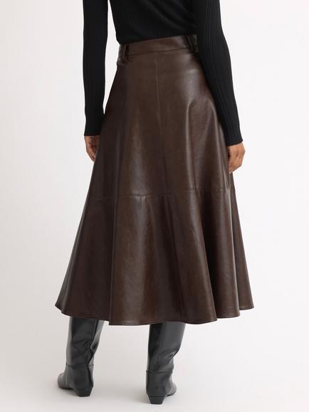 Albaray Fit and Flare Midi Skirt, Chocolate - view 2, Chocolate