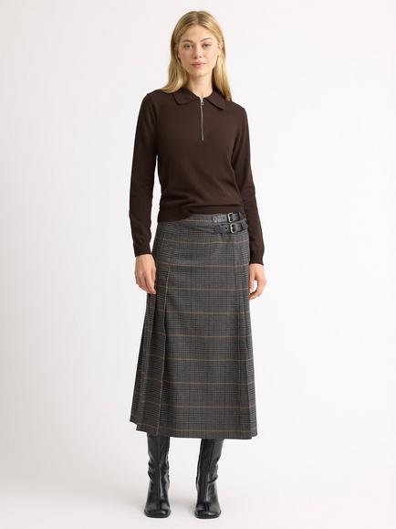 Albaray Check A-Line Midi Skirt, Grey, Grey