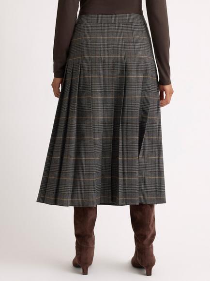 Albaray Check A-Line Midi Skirt, Grey - view 2, Grey