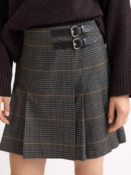 Albaray Check A-Line Short Skirt, Grey, Grey