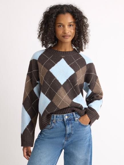 Albaray Argyle Jumper, Chocolate, Chocolate