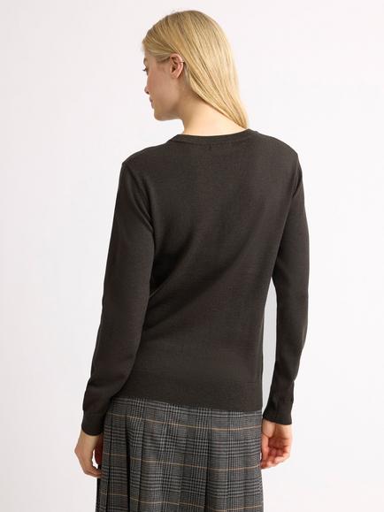 Albaray Extra Fine Merino Wool Crew Neck Jumper - view 2, Chocolate