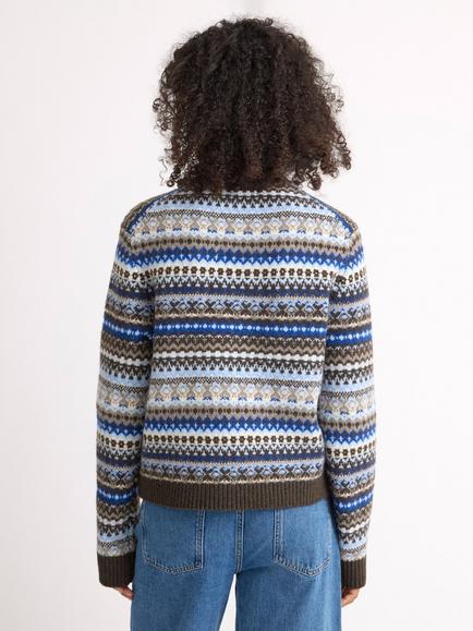 Albaray Fair Isle Jumper, Blue - view 2, Blue