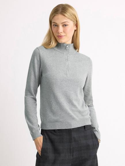 Albaray Funnel Neck Half Zip Jumper, Grey, Grey