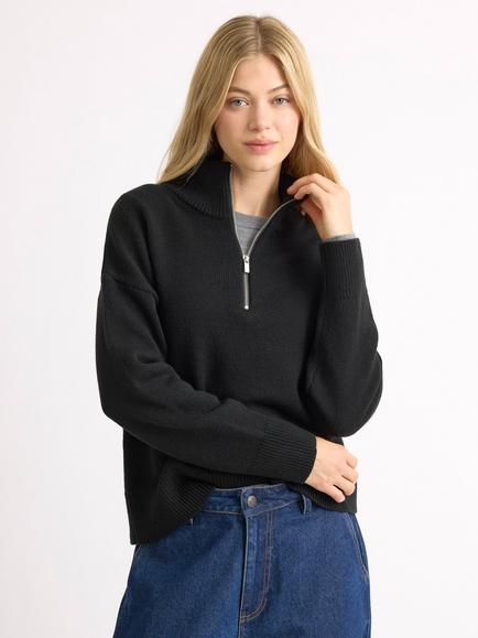 Albaray Half Zip Recycled Acrylic Blend Jumper, Black, Black